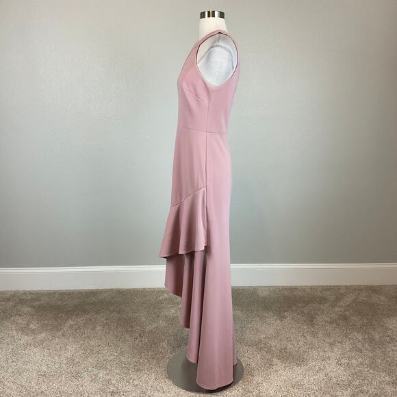 Betsy & Adam High Low Ruffled Evening Gown Pink Size 6 Cut Out Formal Dress - Picture 6 of 14